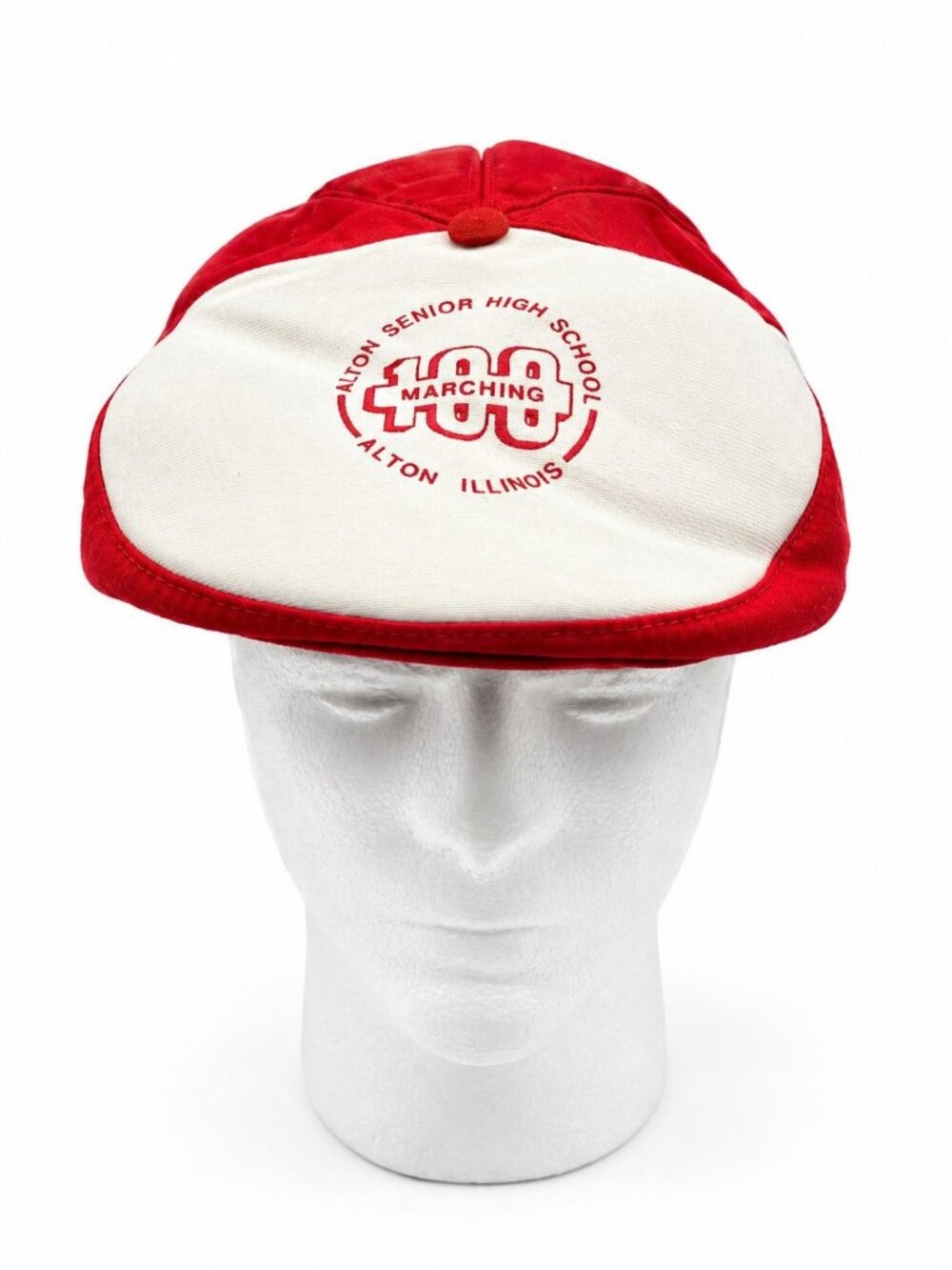 Alton Senior High School Mens Snapback Hat Red & White Cotton Polyester One Size